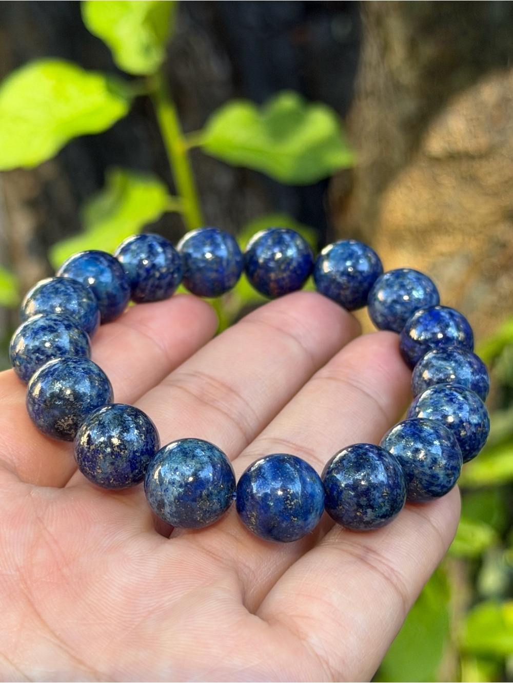 12mm Blue Lapis Lazuli Beaded Stretch Bracelet 1778